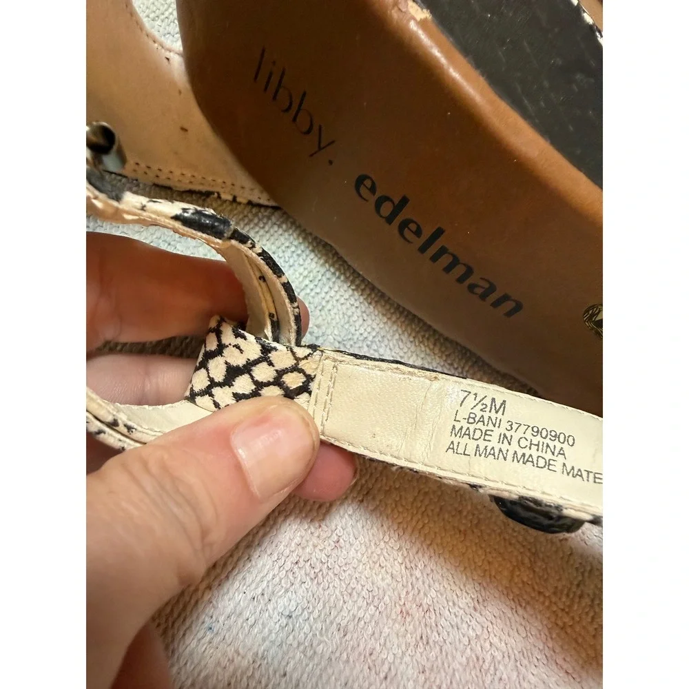 Libby Edelman L-BANI‎ Snakeskin Print Gemstone Embellished Wedge Sandals 7.5M